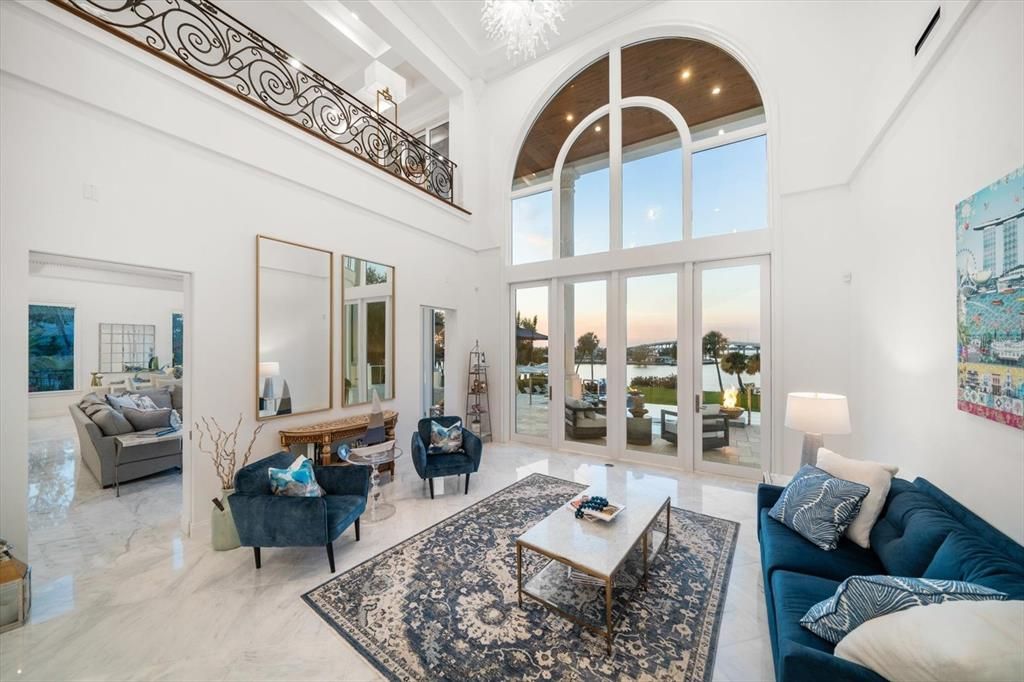 Interior, Living room, Marble, Recessed Lighting, Water