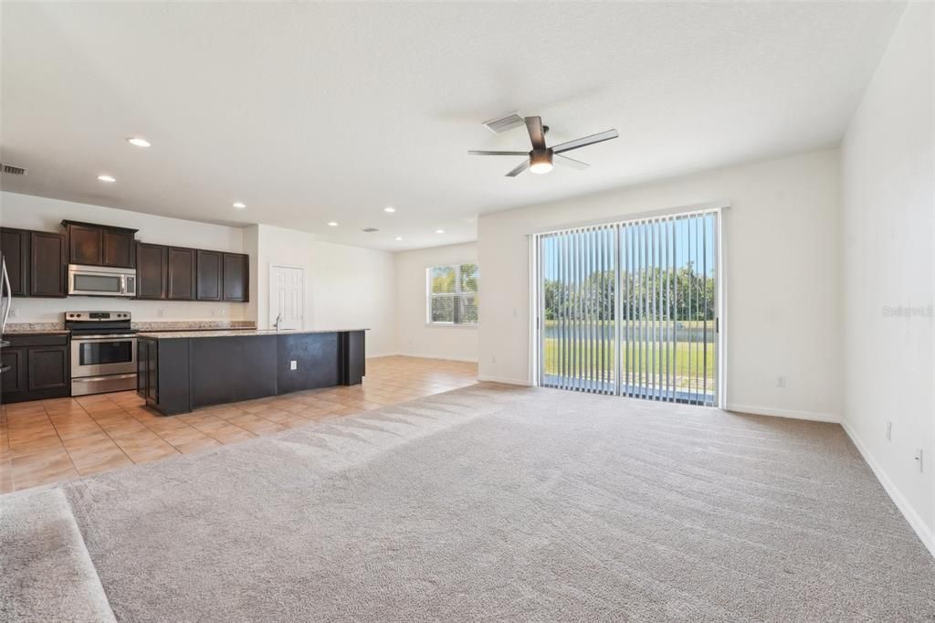 Empty room, Interior, Kitchen, Recessed Lighting, Stainless Steel Appliances