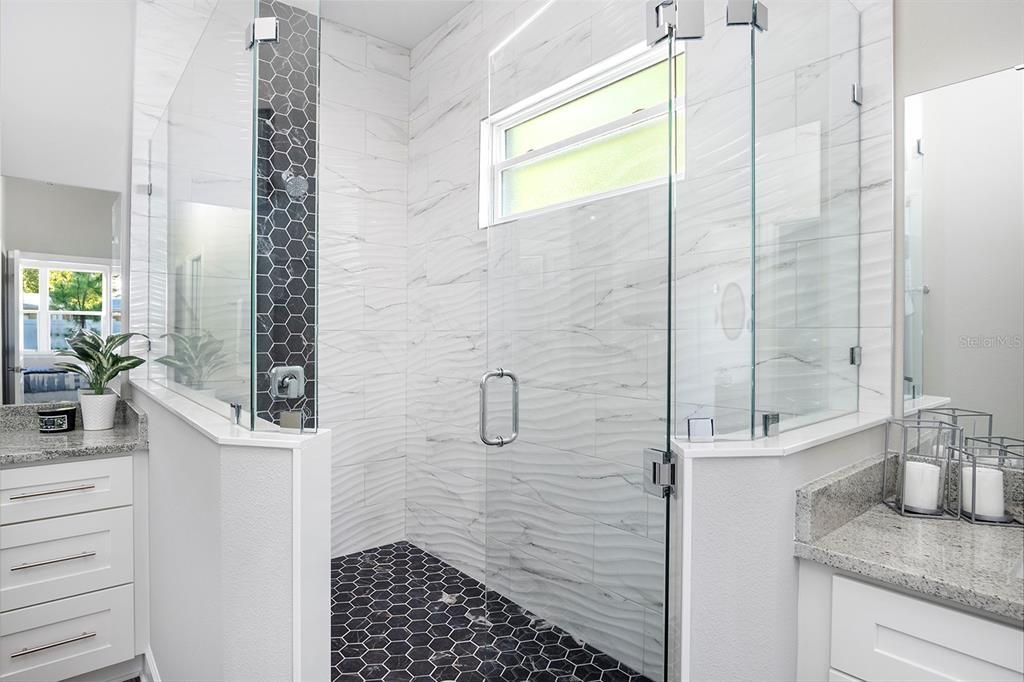 Bathroom, Glass Shower, Interior, Marble Walls