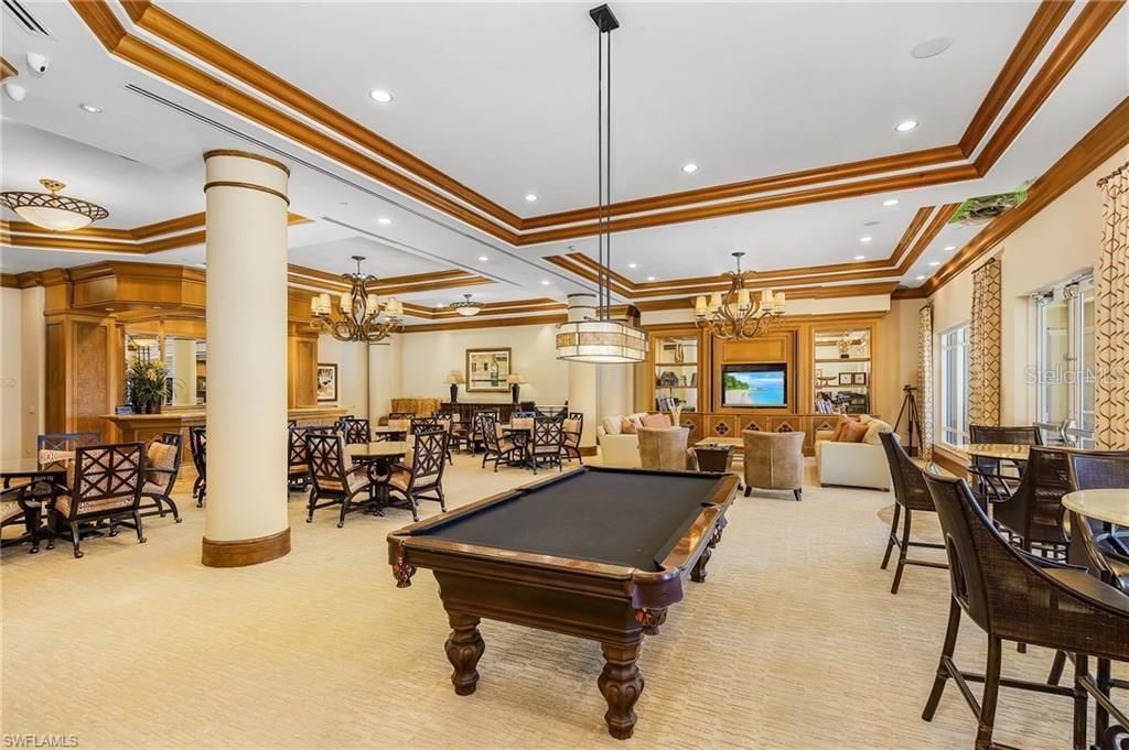 Billiard Table, Chandelier, Dining room, Game Room, Interior, Living room, Pendant Lights, Recessed Lighting