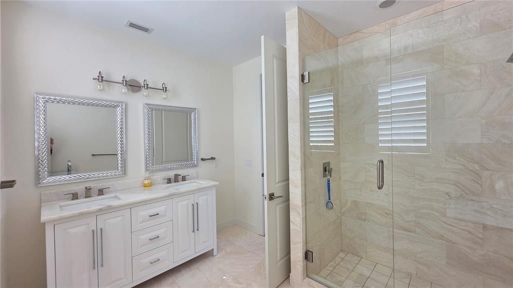 Bathroom, Dual Sink Vanities, Glass Shower, Interior