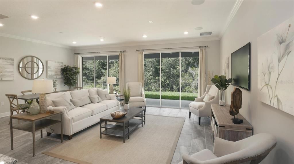 Interior, Living room, Recessed Lighting, Wood Texture Flooring