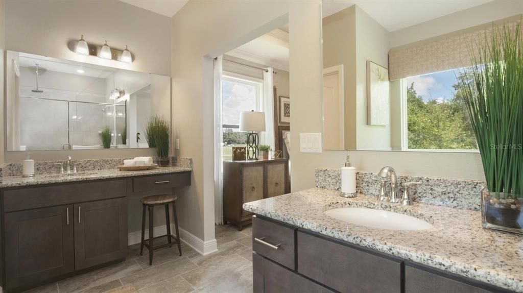 Bathroom, Dual Sink Vanities, Glass Shower, Interior