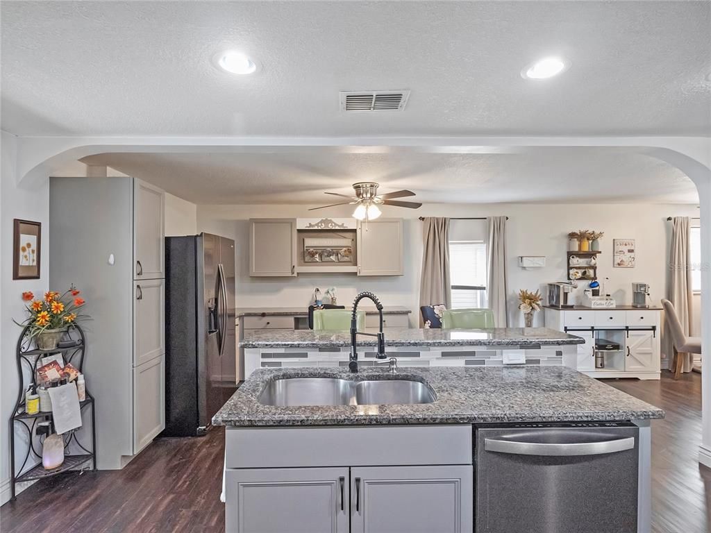 Interior, Kitchen, Recessed Lighting, Wood Texture Flooring