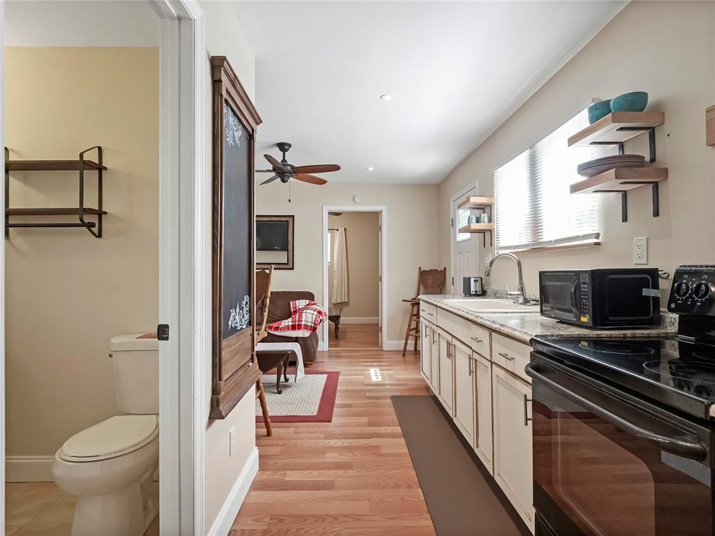 Interior, Kitchen, Recessed Lighting, Wood Texture Flooring
