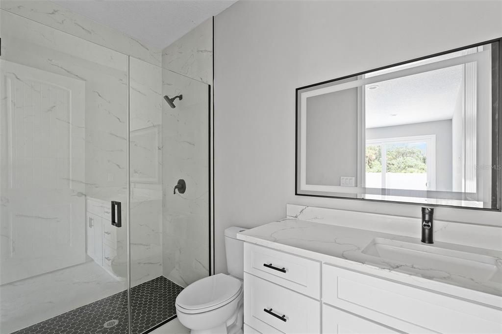 Bathroom, Glass Shower, Interior, Marble Walls