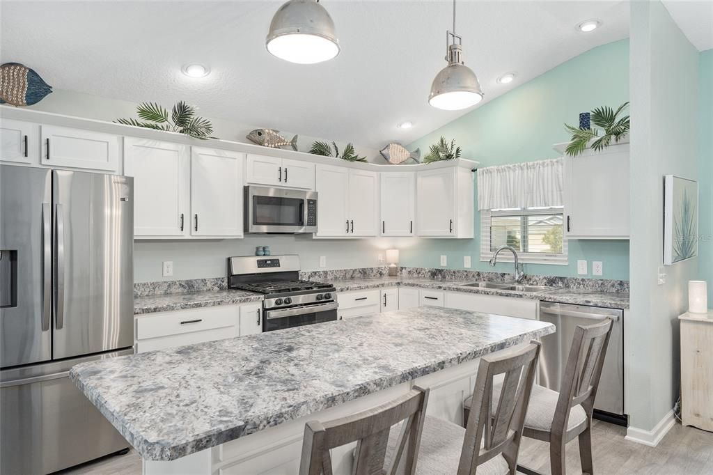 Interior, Kitchen, Pendant Lights, Recessed Lighting, Stainless Steel Appliances