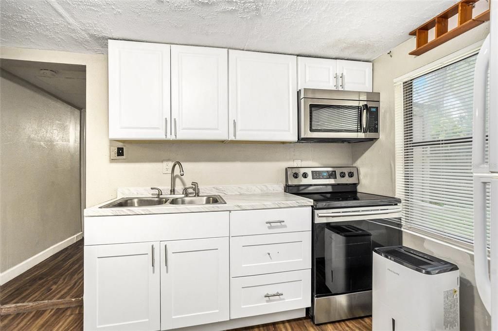 Interior, Kitchen, Stainless Steel Appliances, Wood Texture Flooring