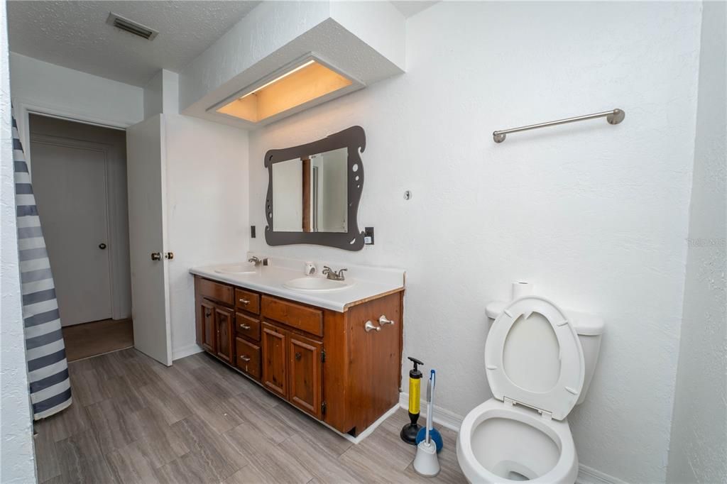 Bathroom, Dual Sink Vanities, Interior, Wood Texture Flooring