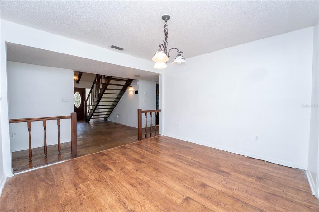 Empty room, Interior, Pendant Lights, Wood Texture Flooring