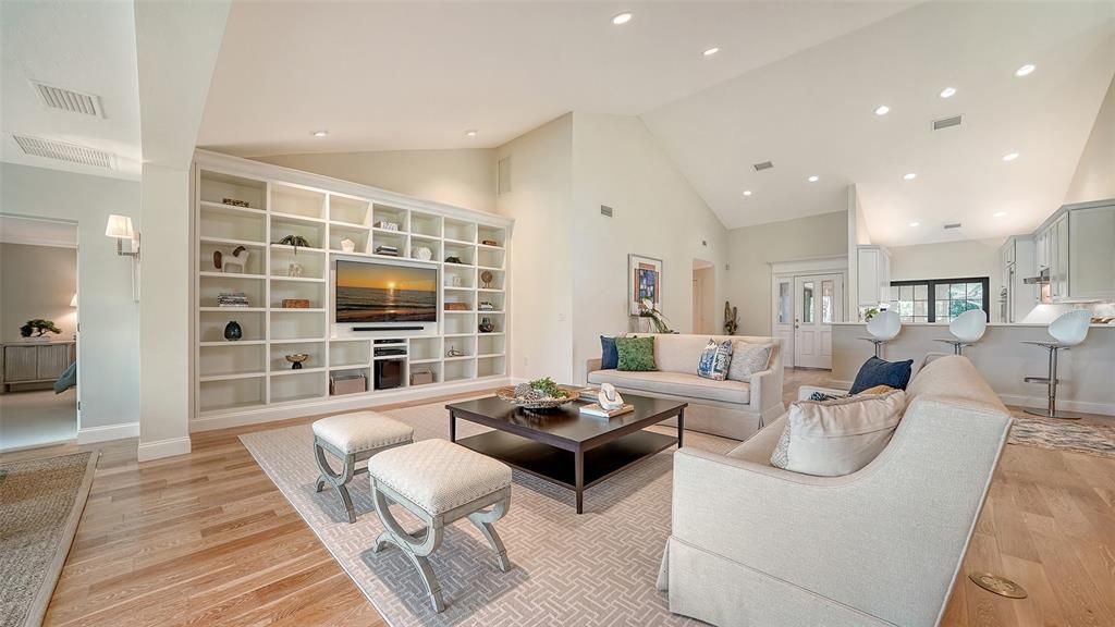 Interior, Living room, Recessed Lighting, Wood Texture Flooring