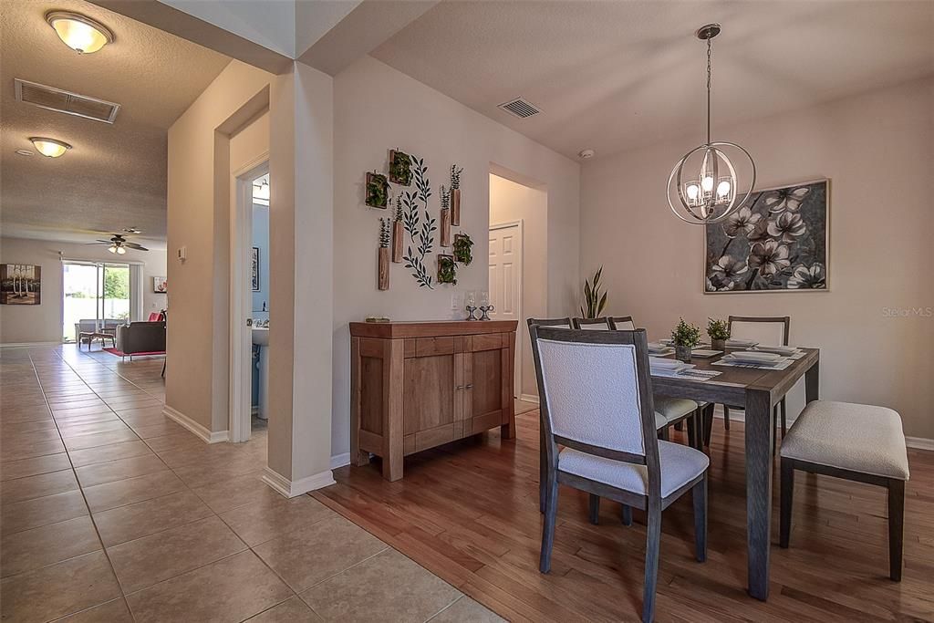 Chandelier, Dining room, Interior, Pendant Lights, Wood Texture Flooring