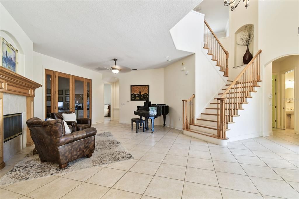 Fireplace, Interior, Piano