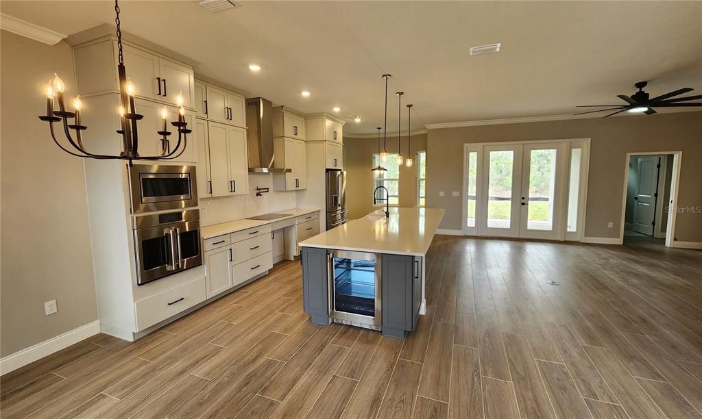 Interior, Kitchen, Pendant Lights, Recessed Lighting, Wood Texture Flooring