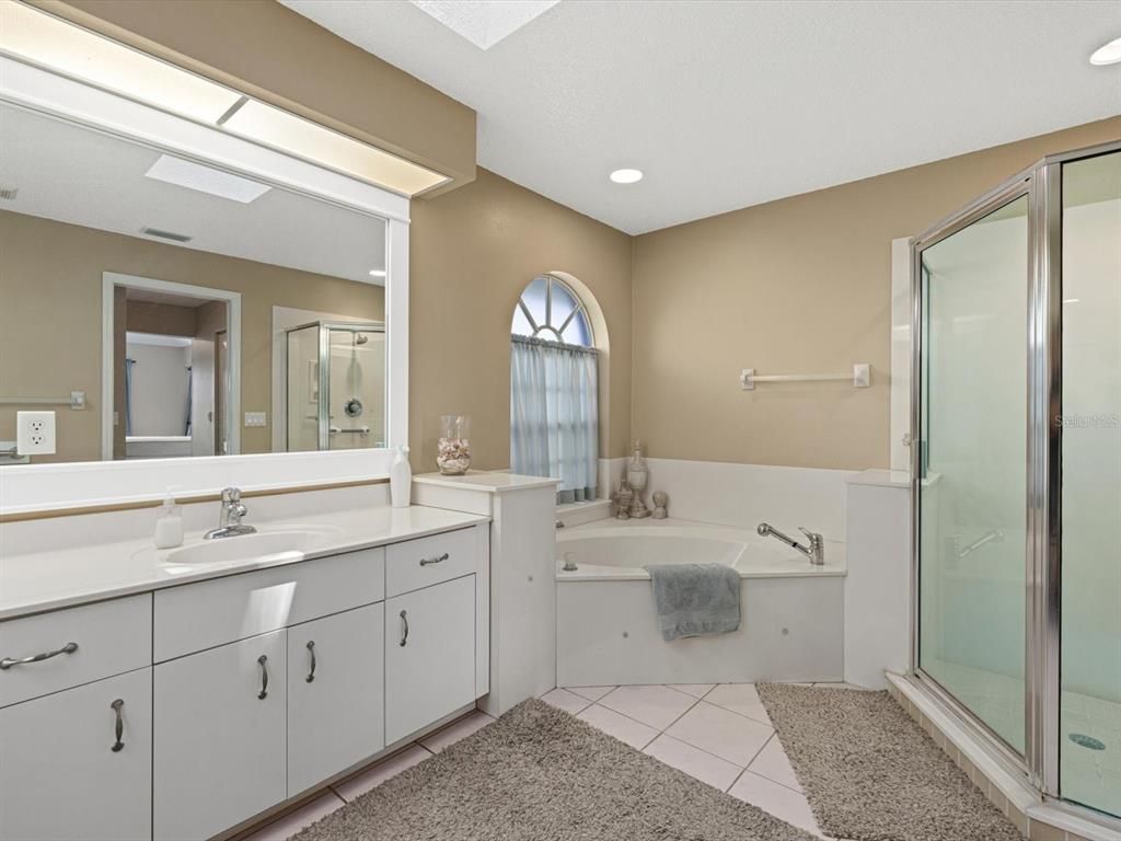Bathroom, Dual Sink Vanities, Glass Shower, Interior, Recessed Lighting