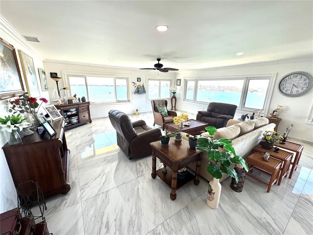 Interior, Living room, Marble, Recessed Lighting, Water