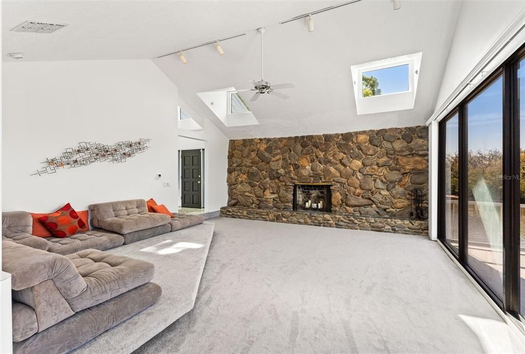 Fireplace, Interior, Living room, Stone Walls