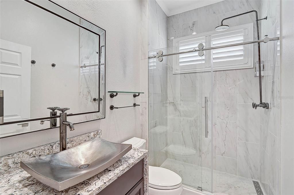 Bathroom, Glass Shower, Interior, Marble Walls