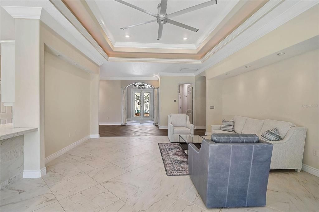 Interior, Living room, Marble, Recessed Lighting