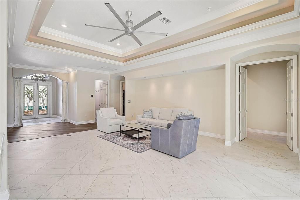 Interior, Living room, Marble, Recessed Lighting