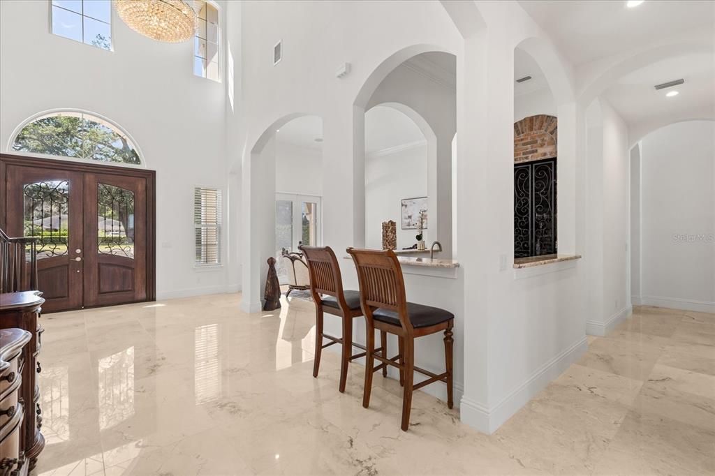 Chandelier, Interior, Marble, Recessed Lighting