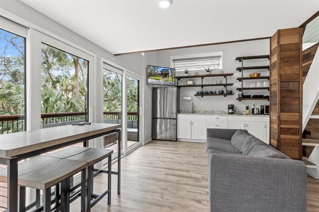Interior, Kitchen, Recessed Lighting, Wood Texture Flooring
