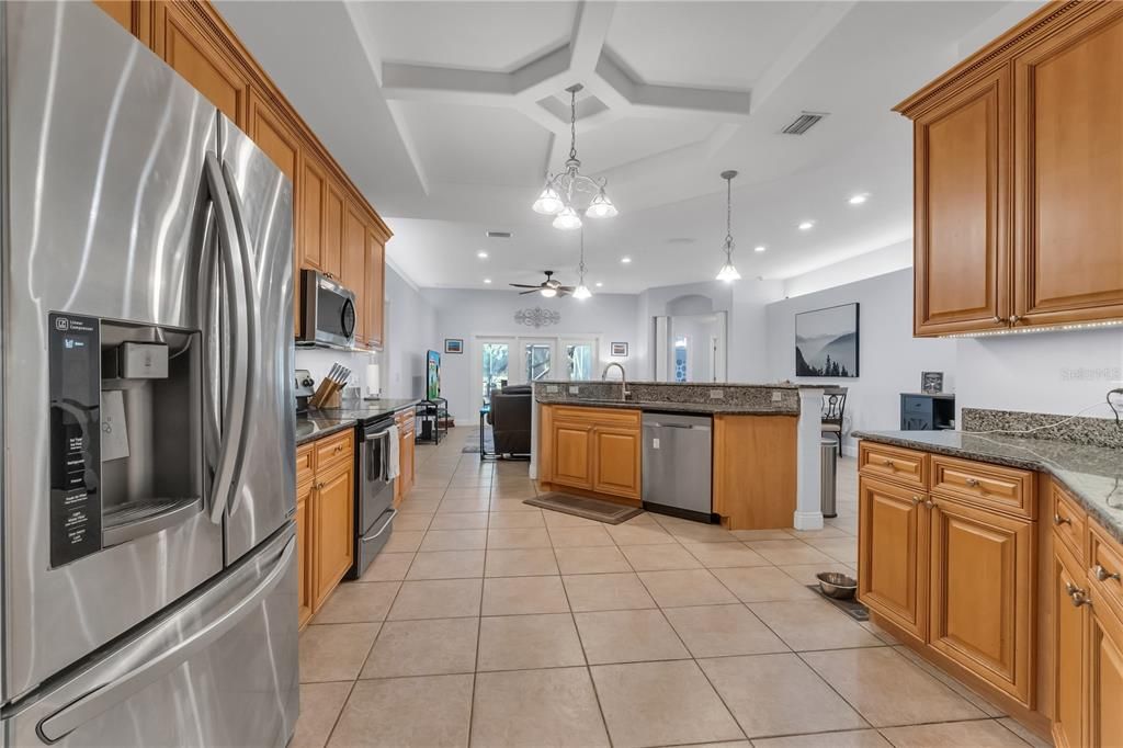 Interior, Kitchen, Pendant Lights, Recessed Lighting, Stainless Steel Appliances