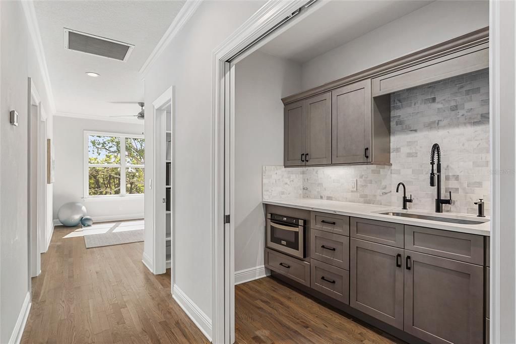 Interior, Recessed Lighting, Stone Walls, Wood Texture Flooring