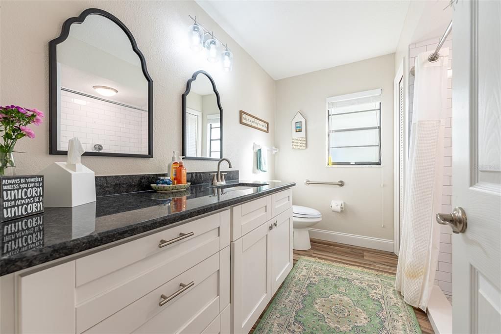 Bathroom, Dual Sink Vanities, Interior, Wood Texture Flooring