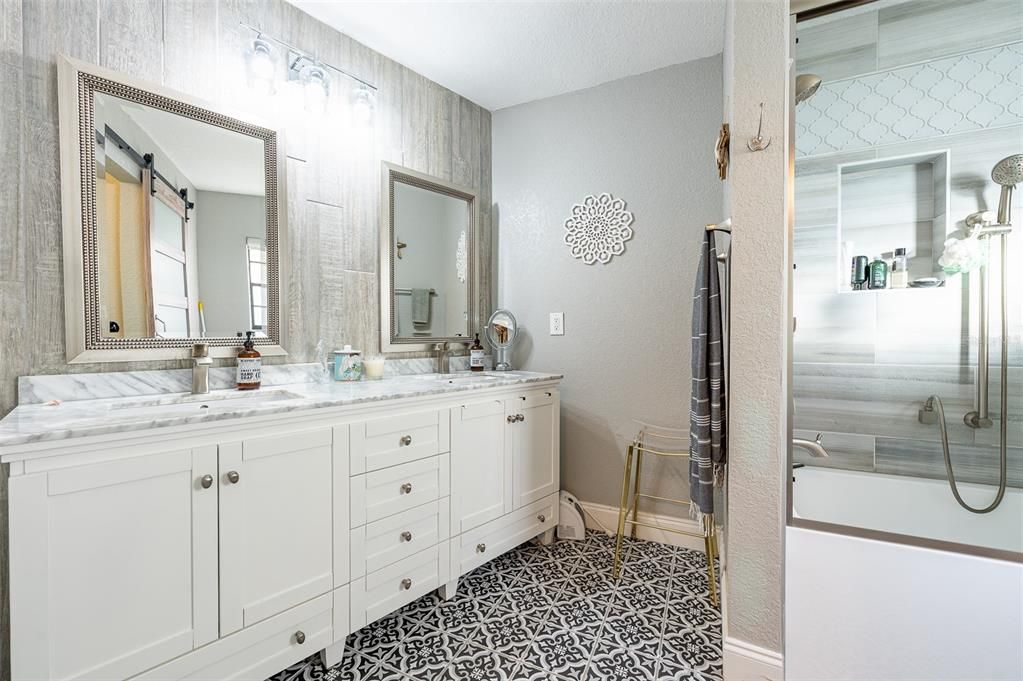 Bathroom, Dual Sink Vanities, Glass Shower, Interior