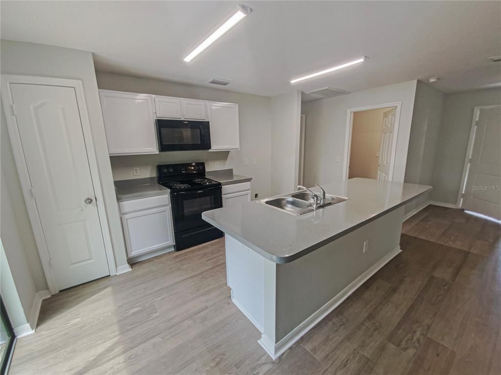 Interior, Kitchen, Recessed Lighting, Wood Texture Flooring