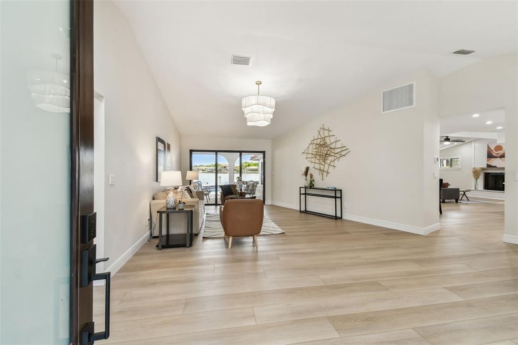 Chandelier, Interior, Living room, Recessed Lighting, Wood Texture Flooring
