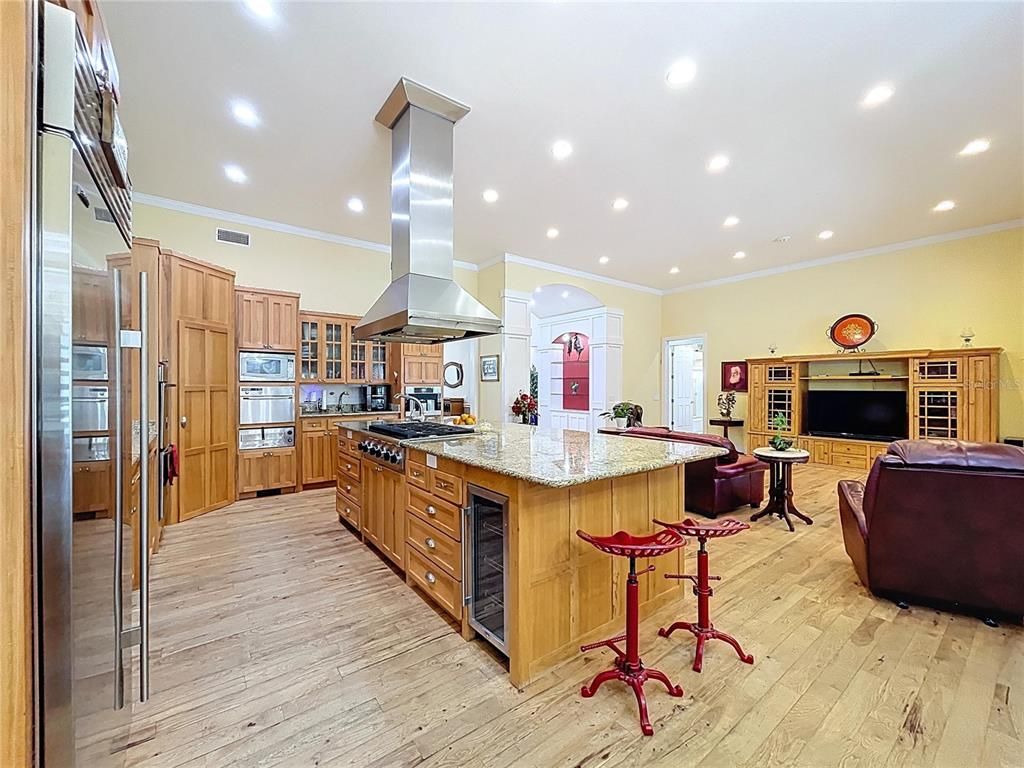 Interior, Kitchen, Living room, Recessed Lighting, Stainless Steel Appliances, Wood Texture Flooring