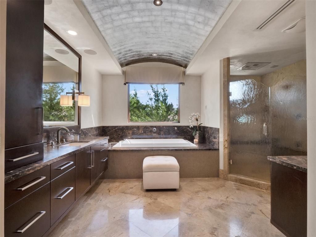 Bathroom, Dual Sink Vanities, Glass Shower, Interior, Recessed Lighting