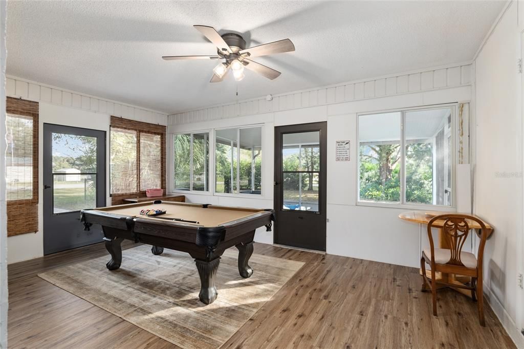 Billiard Table, Game Room, Interior, Wood Texture Flooring