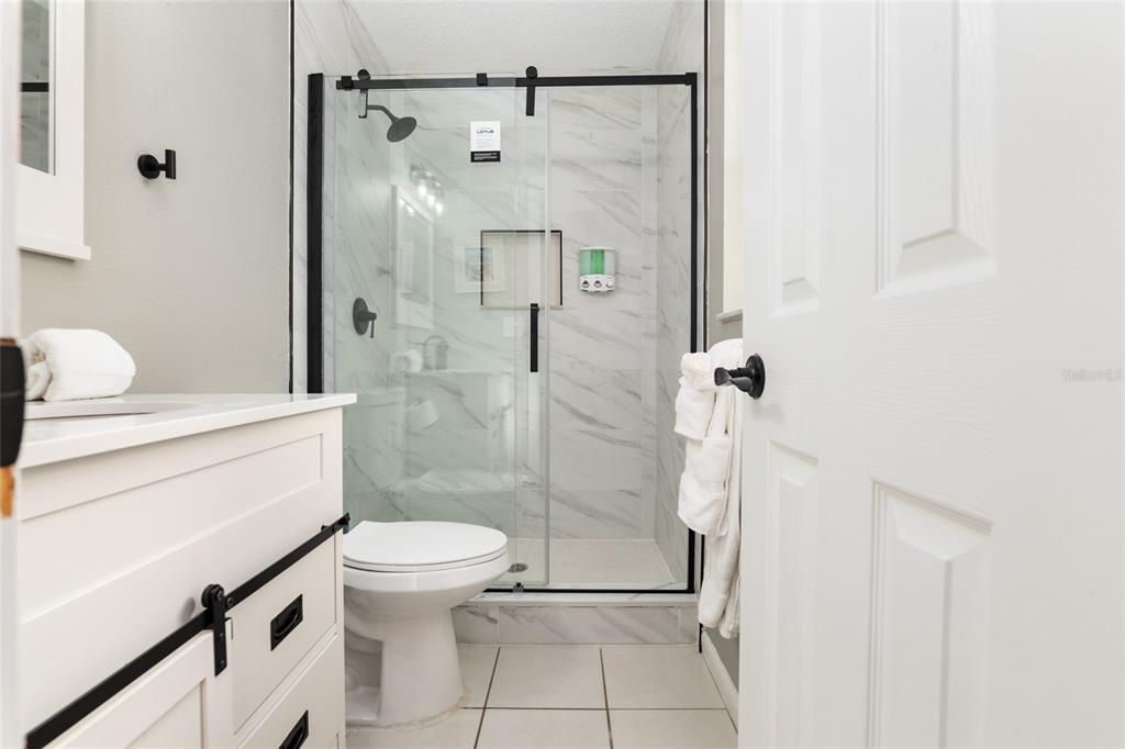 Bathroom, Glass Shower, Interior, Marble Walls