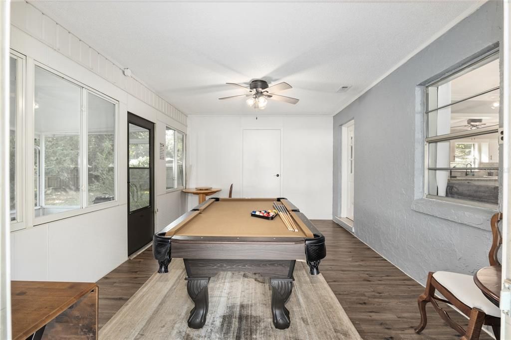 Billiard Table, Game Room, Interior, Wood Texture Flooring