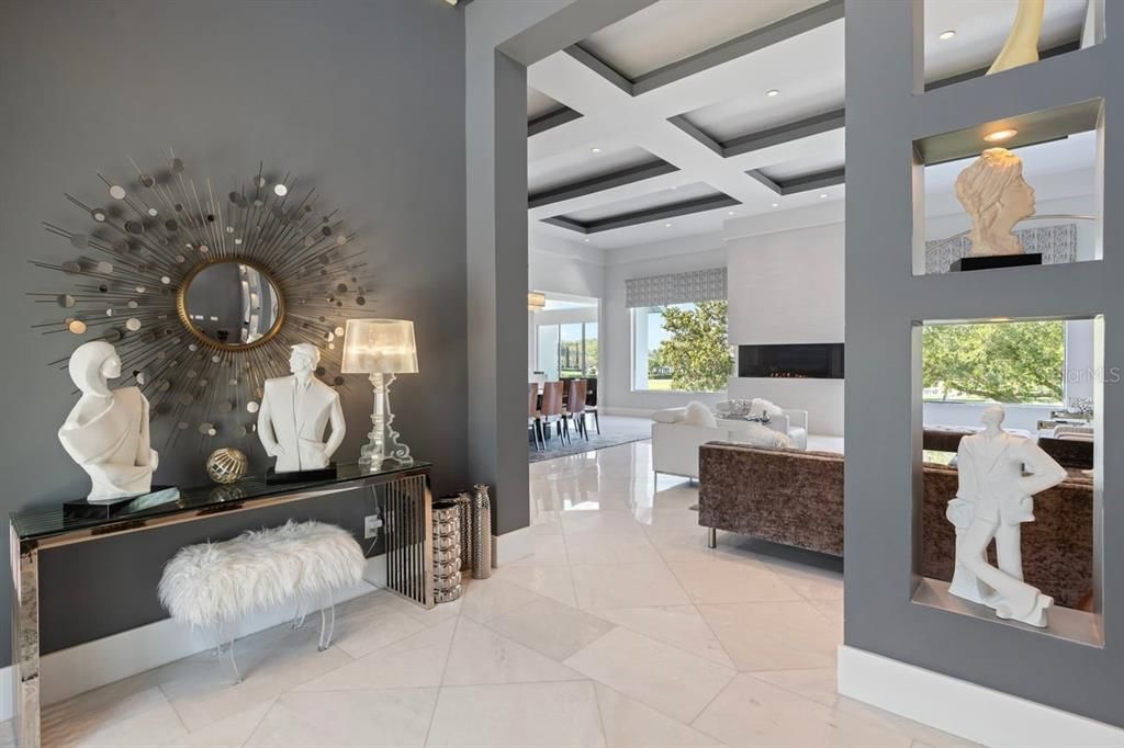 Fireplace, Interior, Living room, Recessed Lighting