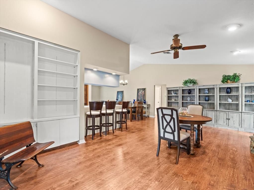 Chandelier, Dining room, Interior, Recessed Lighting, Wood Texture Flooring
