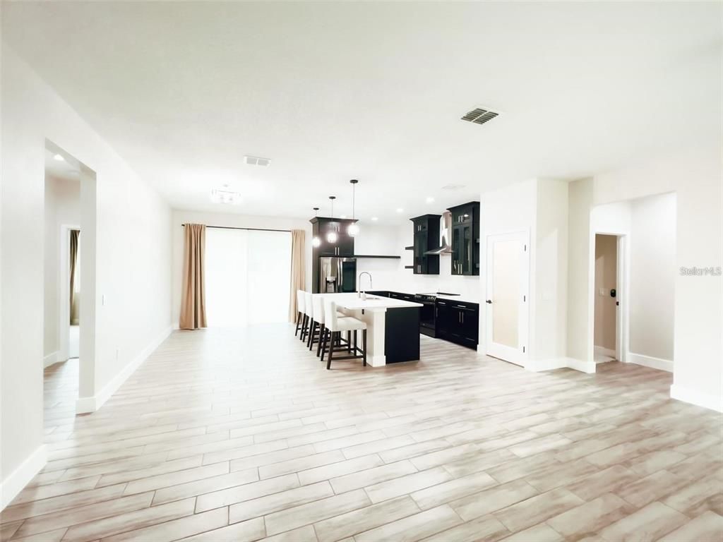 Interior, Kitchen, Pendant Lights, Recessed Lighting, Wood Texture Flooring