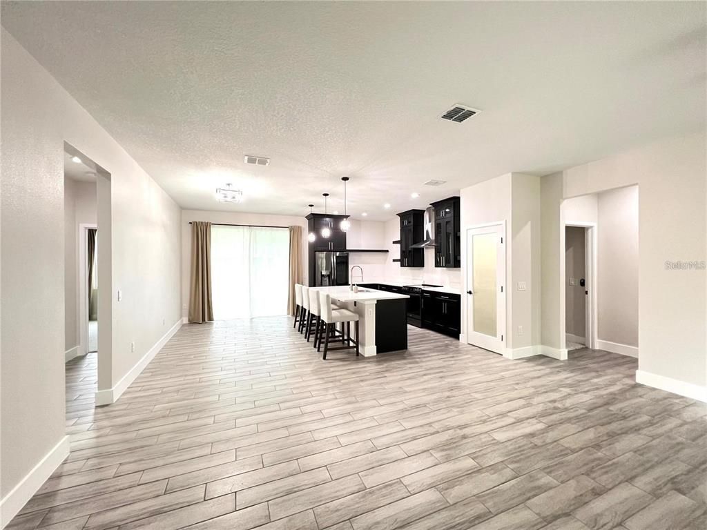 Interior, Kitchen, Pendant Lights, Recessed Lighting, Wood Texture Flooring