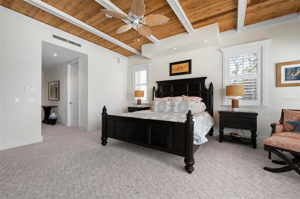 Bedroom, Interior, Recessed Lighting, Wooden Beams, Wooden Ceilings