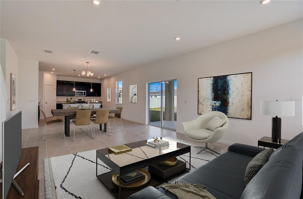 Dining room, Interior, Kitchen, Living room, Pendant Lights, Recessed Lighting
