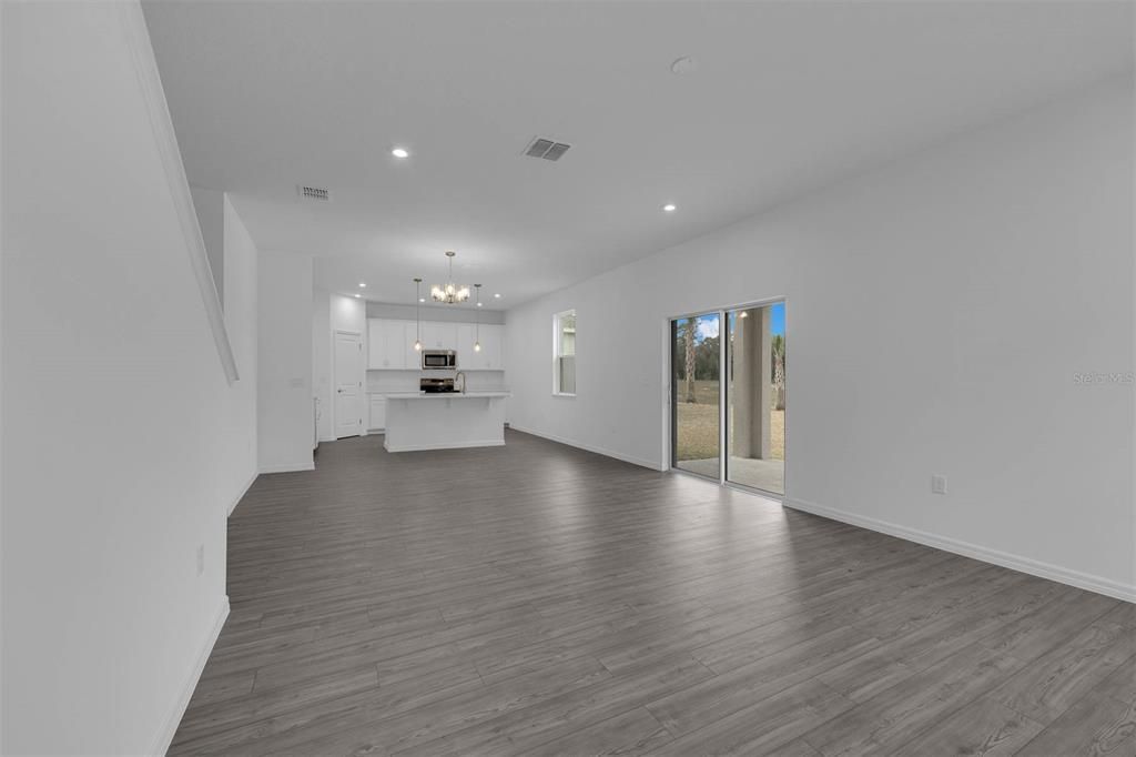 Chandelier, Interior, Kitchen, Pendant Lights, Recessed Lighting, Wood Texture Flooring