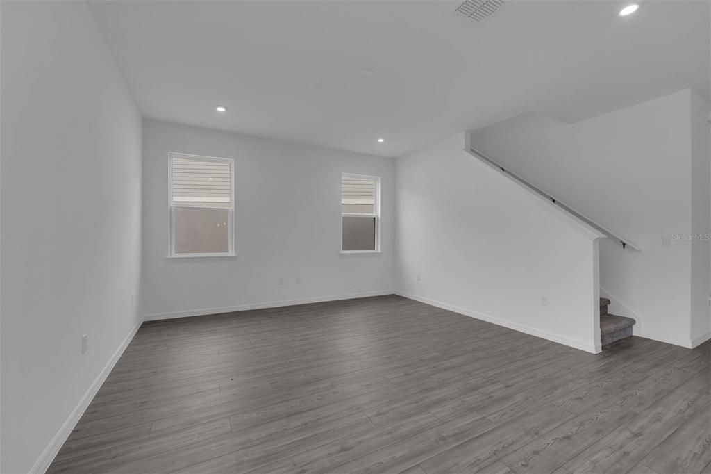 Empty room, Interior, Recessed Lighting, Wood Texture Flooring