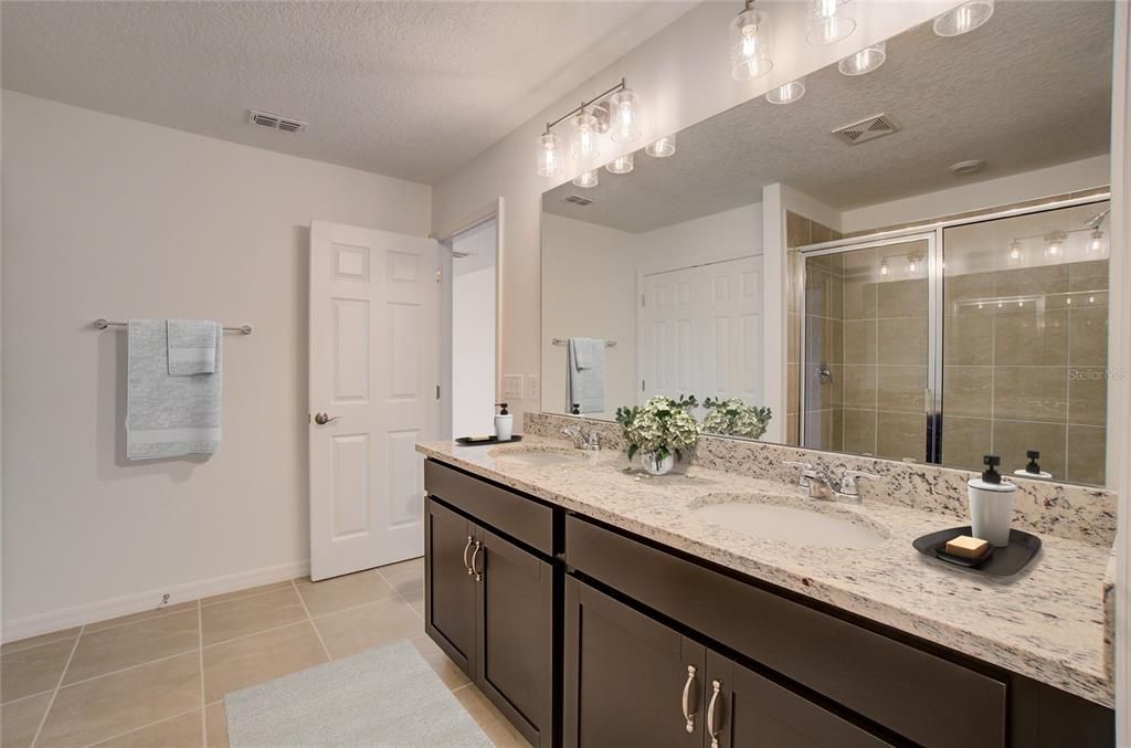 Bathroom, Dual Sink Vanities, Glass Shower, Interior