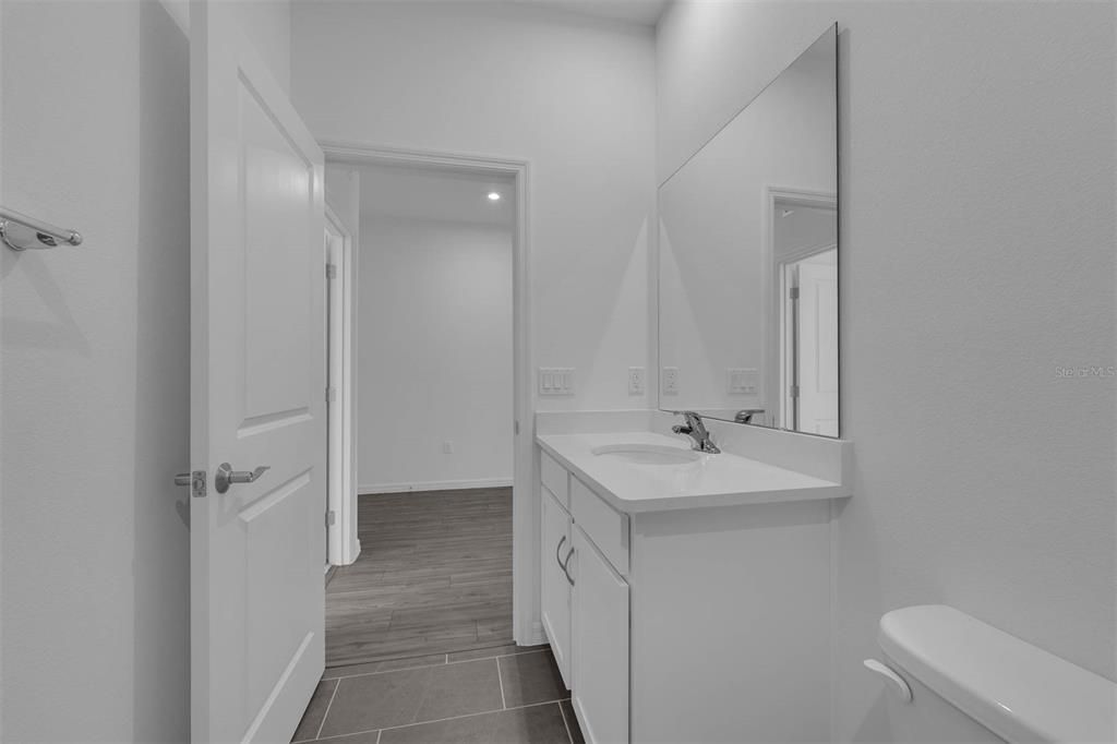 Bathroom, Interior, Recessed Lighting, Wood Texture Flooring