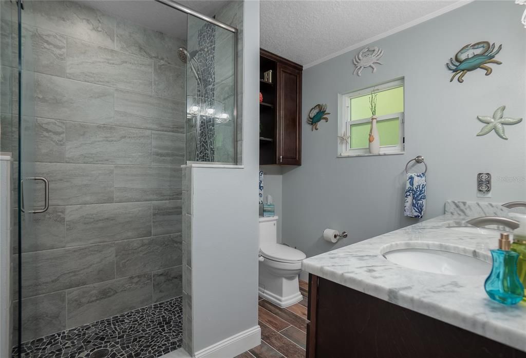 Bathroom, Glass Shower, Interior, Marble Walls