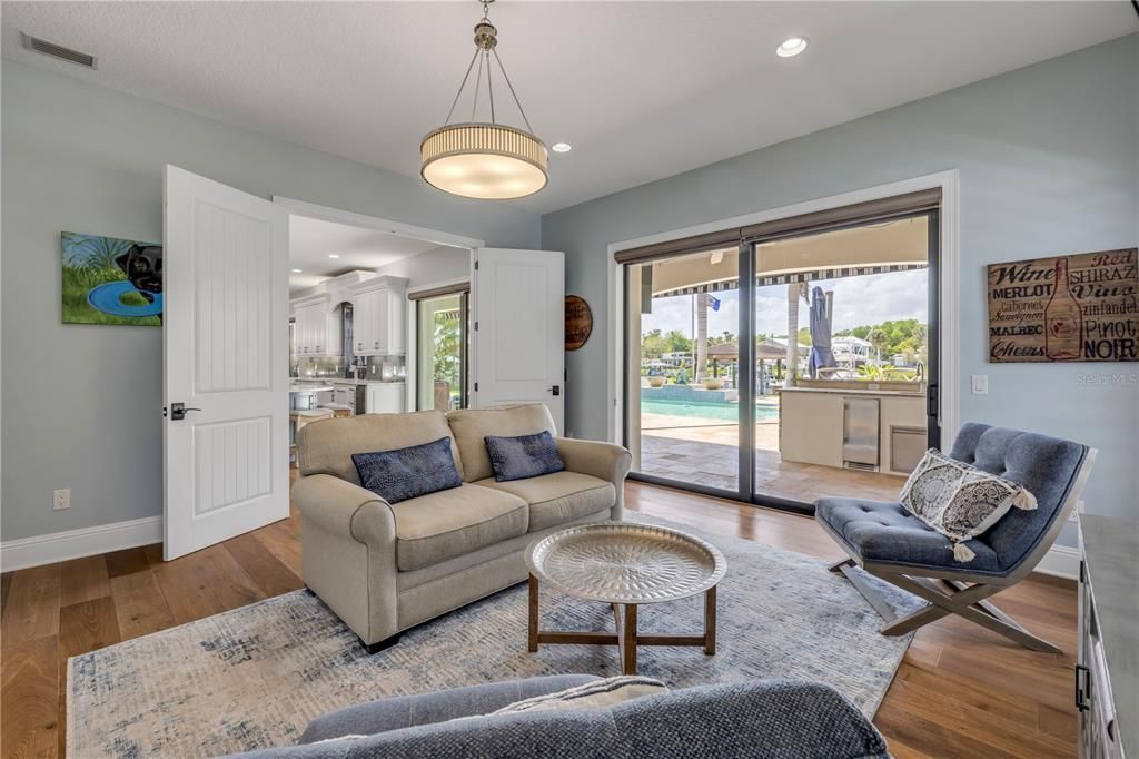 Interior, Kitchen, Living room, Pendant Lights, Recessed Lighting, Wood Texture Flooring