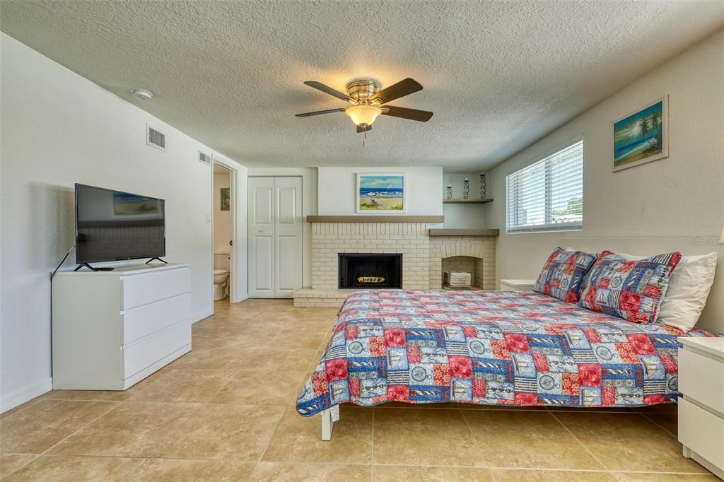 Bedroom, Fireplace, Interior